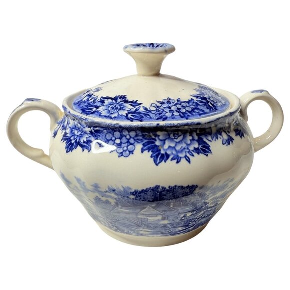 English Village Salem China Co Sugar Bowl With Lid & Creamer Set England Vintage - Picture 3 of 16